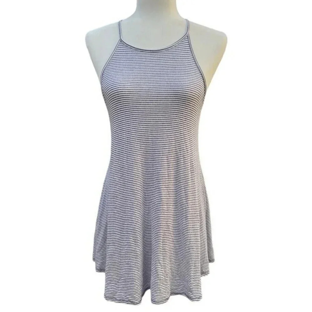 Amante Black White Stripe Trapeze Swing Tunic Top‎ Stretch Cotton Blend Size M‌
